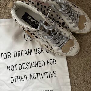 Golden Goose Midstar Sneakers with Leopard Print and Silver Laces